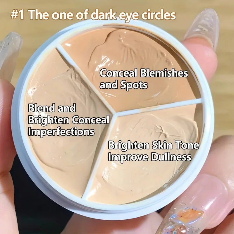 3-Shade Creamy Concealer Palette - Full Coverage for Dark Circles & Blemishes, Evens Skin Tone, Suitable for All Skin Types